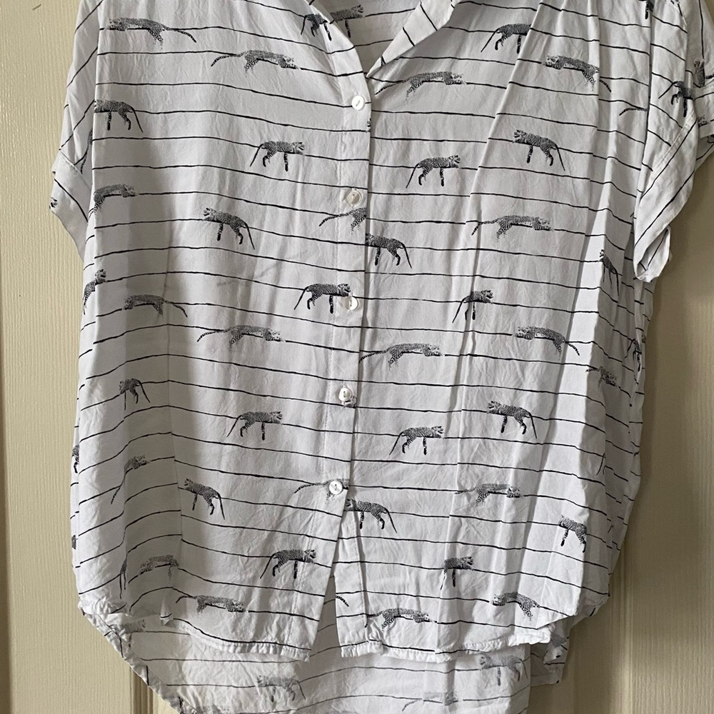Jane and Delancey White and Black Striped Shirt